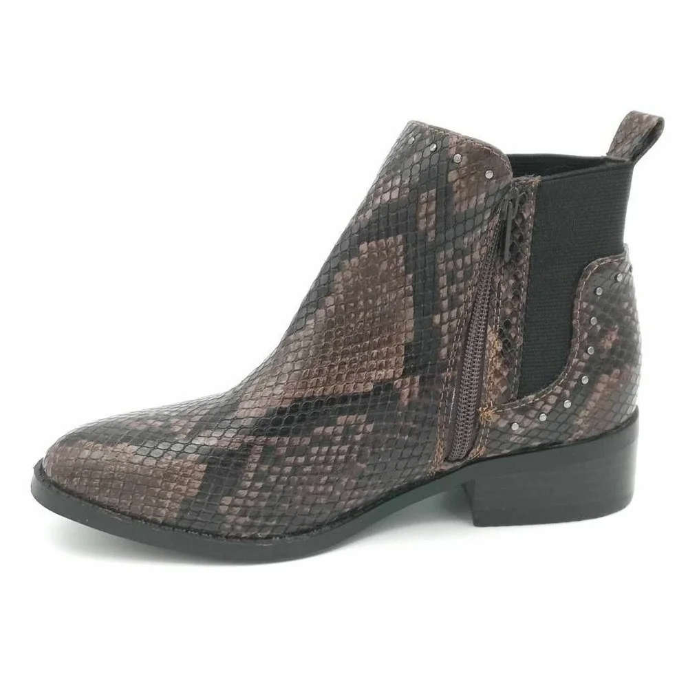 Steve Madden Girls Jcase Ankle Booties Brown Black Snakeskin Faux Leather Zip 4
